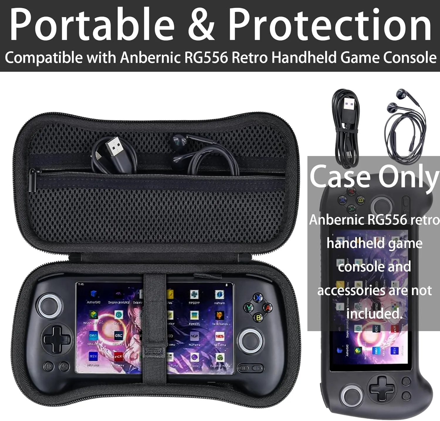 khanka Hard Travel Case Replacement for Anbernic RG556 Retro Handheld Game Console,Case Only.