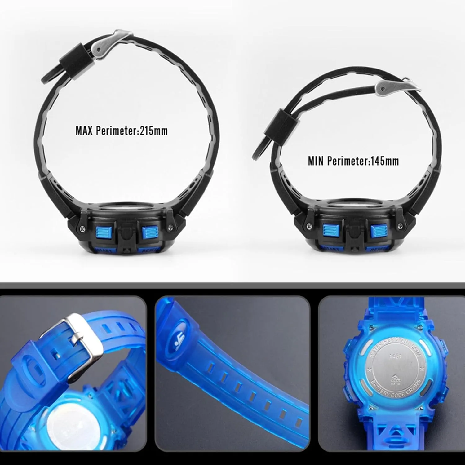 Kids Digital Sports Watch, Waterproof Outdoor Electronic Watch with Alarm, Stopwatch, Backlight, 12 and 24 Hour Time, Adjustable Strap for Boys and Girls