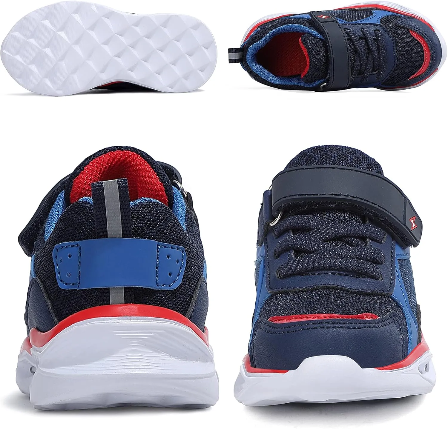Kids LED Light Up Sneakers Breathable Sport Casual Girls Boys Shoes Adjustable Strap Flashing for Toddler/Little Kid