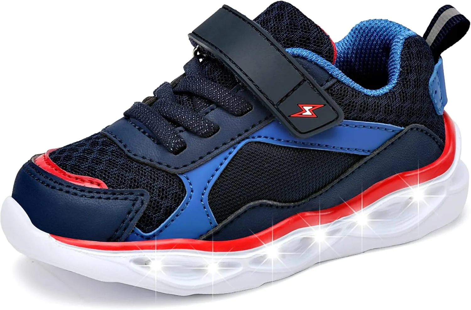 Kids LED Light Up Sneakers Breathable Sport Casual Girls Boys Shoes Adjustable Strap Flashing for Toddler/Little Kid