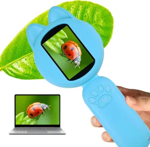 Kids Microscope, DigitalMicroscope for Kids, Mini Handheld Microscope for Kids Educational Science Toys, Christmas Birthday Gifts for Age 3 4 5 6 7 8 Girls&Boys-Digital Magnifying Glass