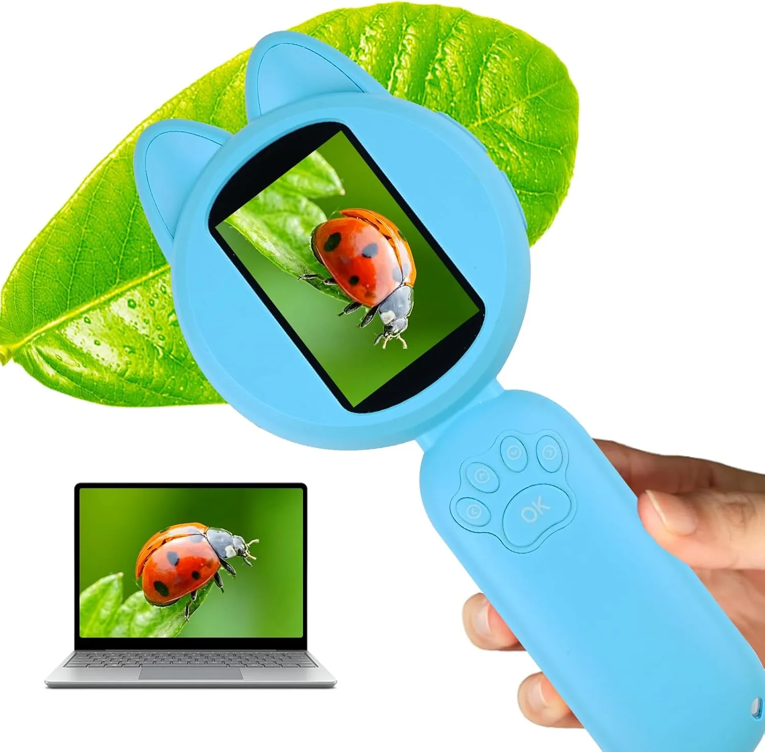 Kids Microscope, DigitalMicroscope for Kids, Mini Handheld Microscope for Kids Educational Science Toys, Christmas Birthday Gifts for Age 3 4 5 6 7 8 Girls&Boys-Digital Magnifying Glass