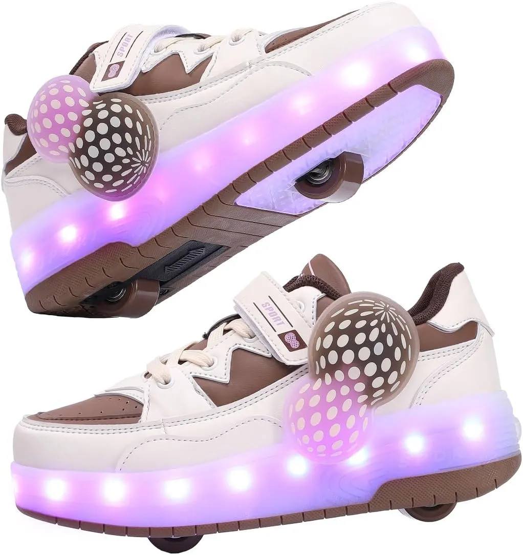 Kids Roller Skate Shoes - Rechargeable Wheels, Fashion Color, Shiny, Birthday for Boys and Girls