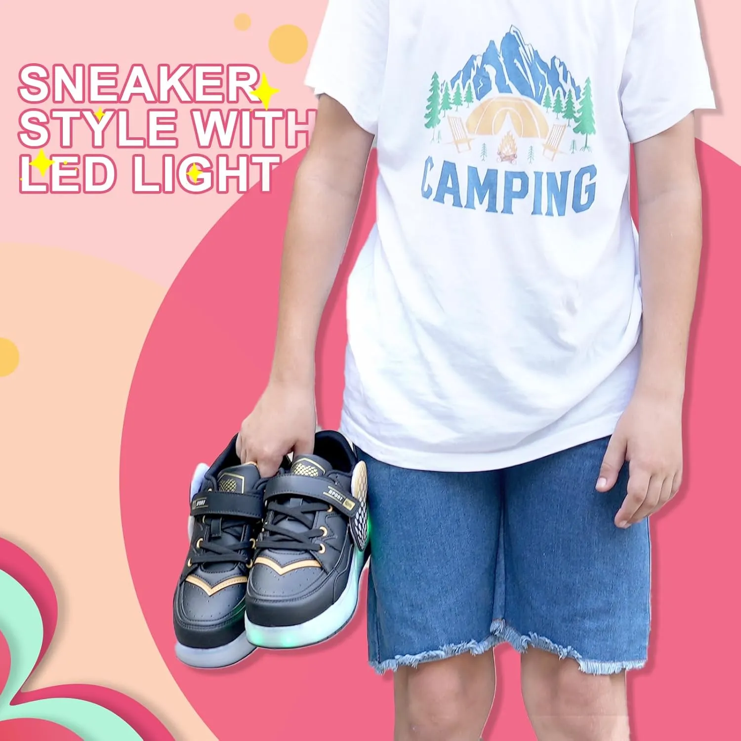 Kids Roller Skate Shoes - Rechargeable Wheels, Fashion Color, Shiny, Birthday for Boys and Girls