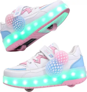 Kids Roller Skate Shoes - Rechargeable Wheels, Fashion Color, Shiny, Birthday for Boys and Girls
