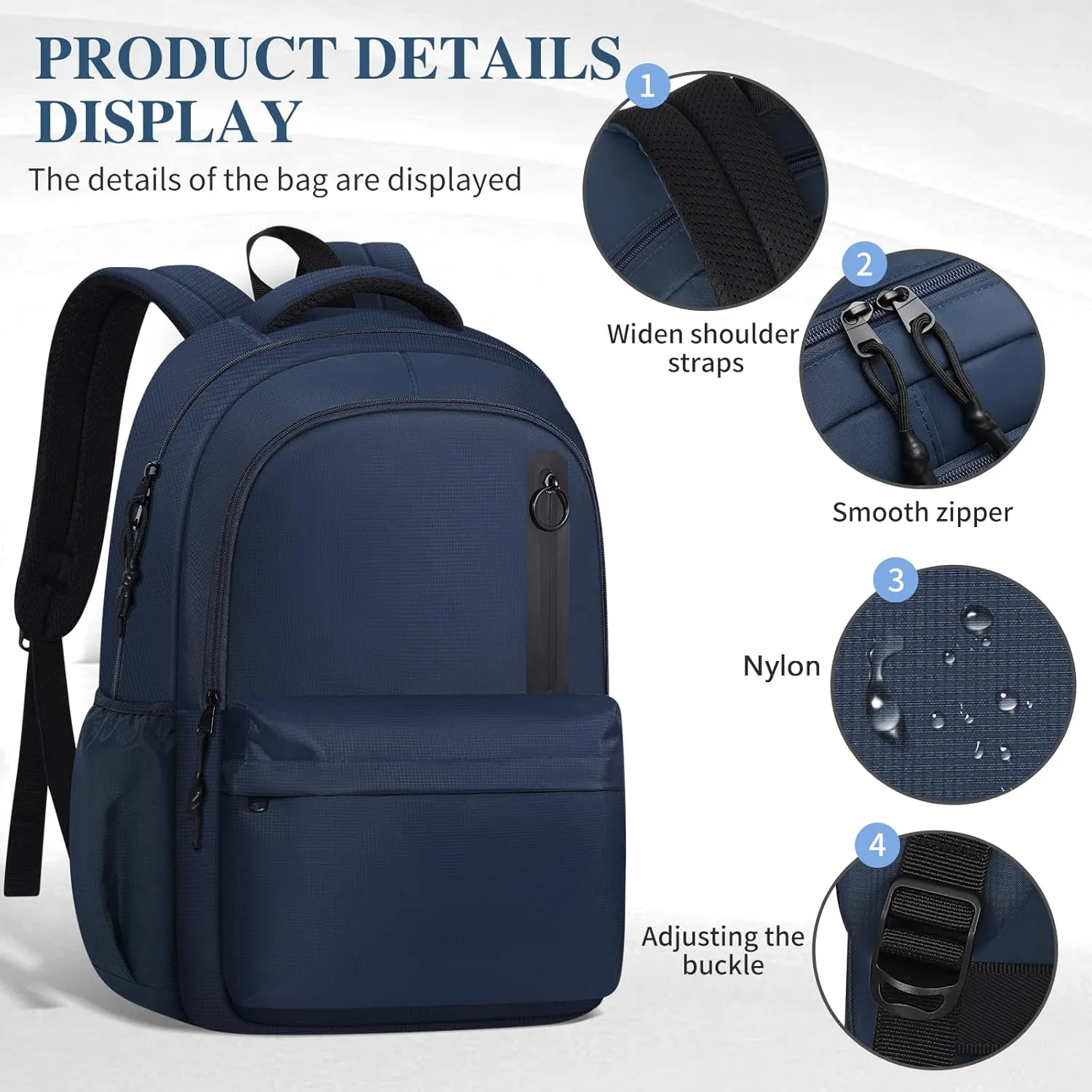 Kids School Bakcpack for Women Aesthetic Laptop Backpack Blue Lightweight College Bookbag Travel Casual Daypack