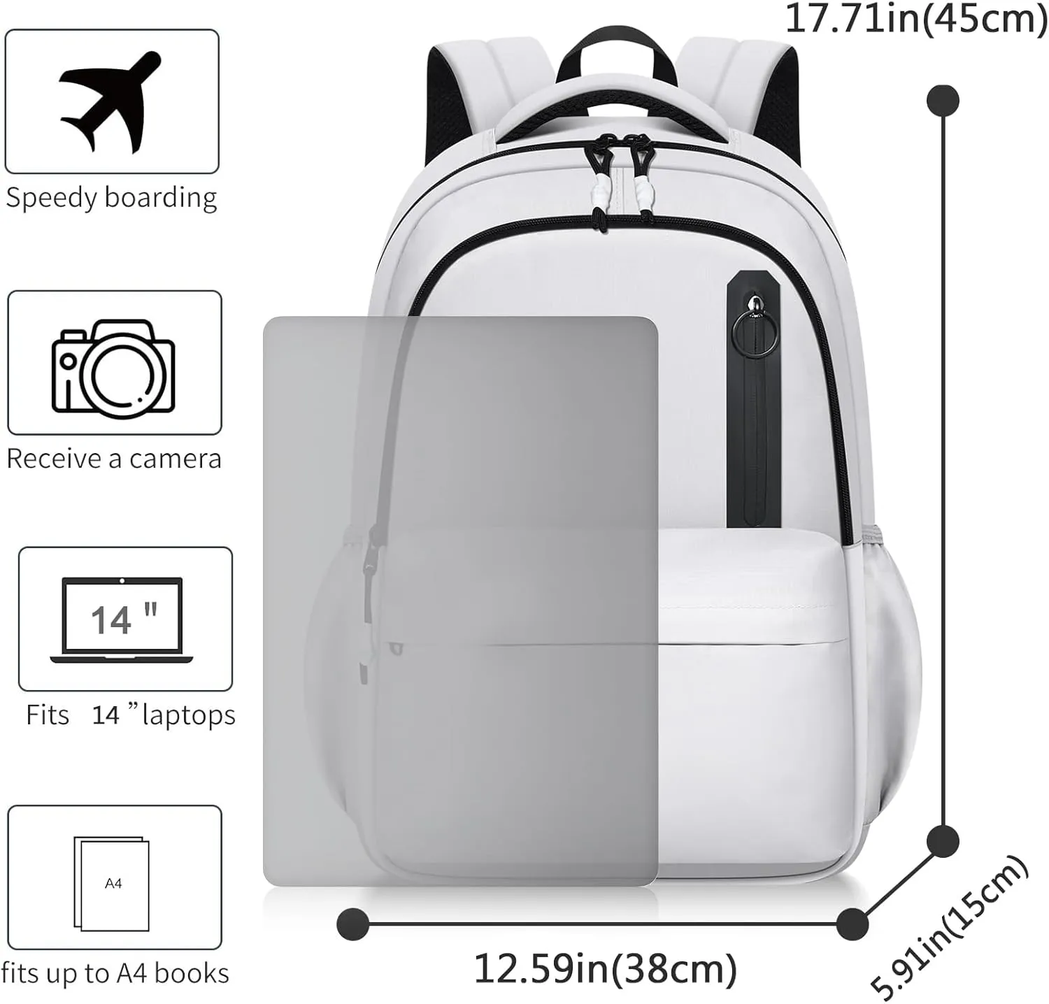 Kids School Bakcpack for Women Aesthetic Laptop Backpack Lightweight Basic College Bookbag Travel Casual Daypack
