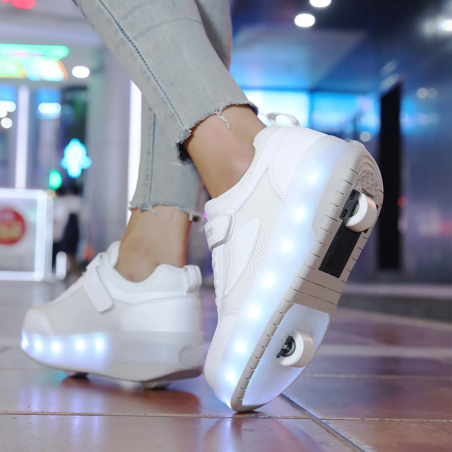Kids Shoes with Double Wheels - Upgraded Kids Roller Shoes for Gifts, Retractable Wheels Skateboarding Shoes for Kids Sneakers Light Up Rechargeable for Birthday Party Gift