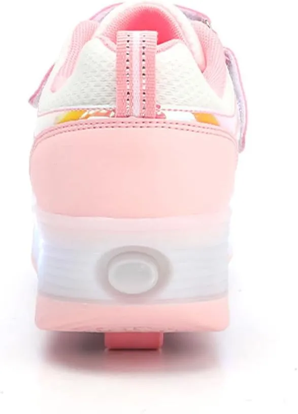 Kids Shoes with Double Wheels - Upgraded Kids Roller Shoes for Gifts, Retractable Wheels Skateboarding Shoes for Kids Sneakers Light Up Rechargeable for Birthday Party Gift