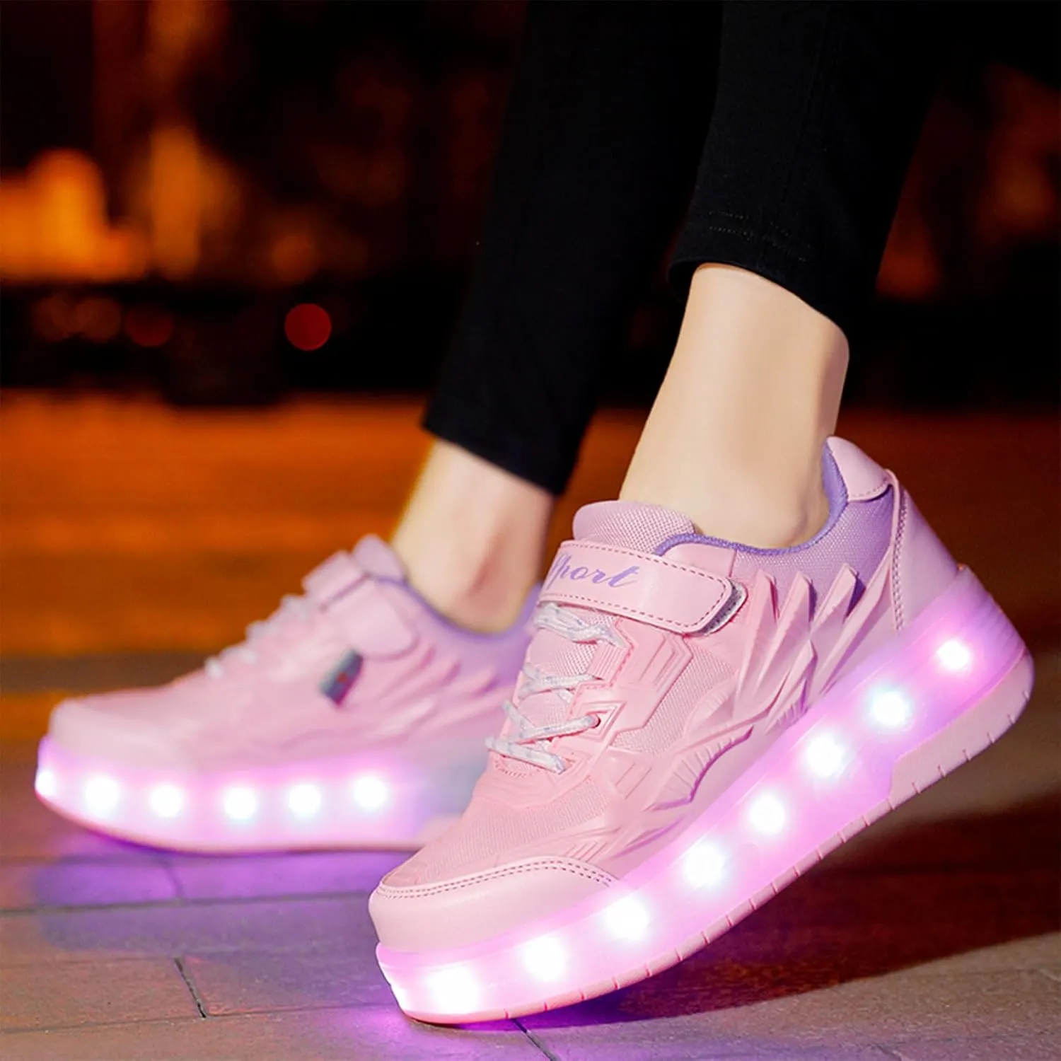 Kids Shoes with Double Wheels - Upgraded Kids Roller Shoes for Gifts, Retractable Wheels Skateboarding Shoes for Kids Sneakers Light Up Rechargeable for Birthday Party Gift