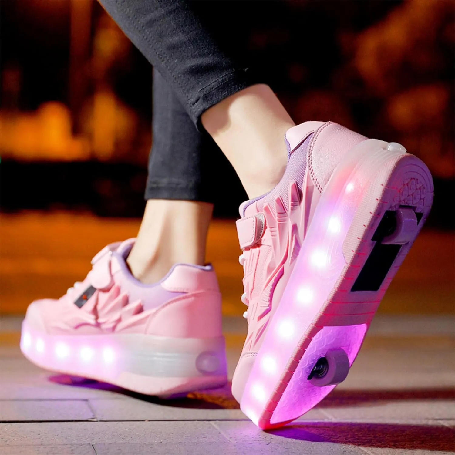 Kids Shoes with Double Wheels - Upgraded Kids Roller Shoes for Gifts, Retractable Wheels Skateboarding Shoes for Kids Sneakers Light Up Rechargeable for Birthday Party Gift