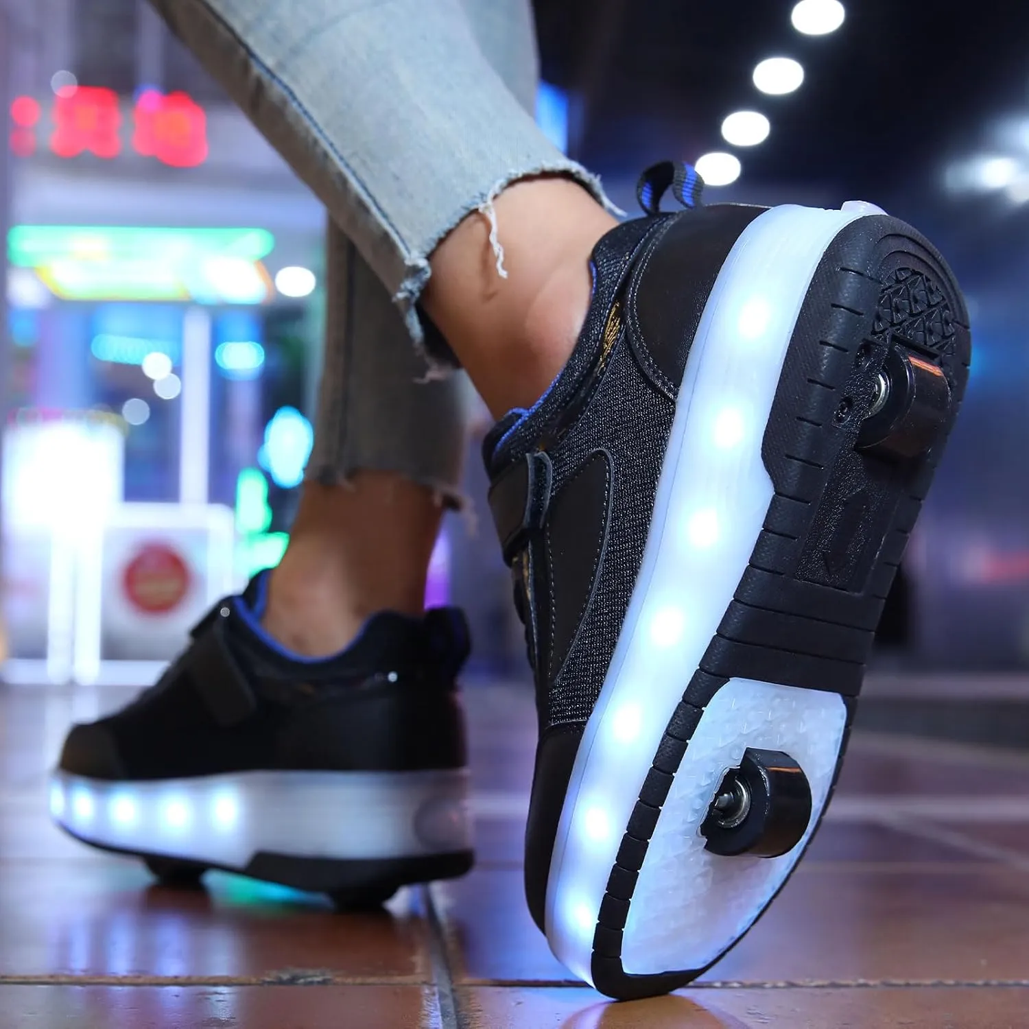 Kids Shoes with Double Wheels - Upgraded Kids Roller Shoes for Gifts, Retractable Wheels Skateboarding Shoes for Kids Sneakers Light Up Rechargeable for Birthday Party Gift