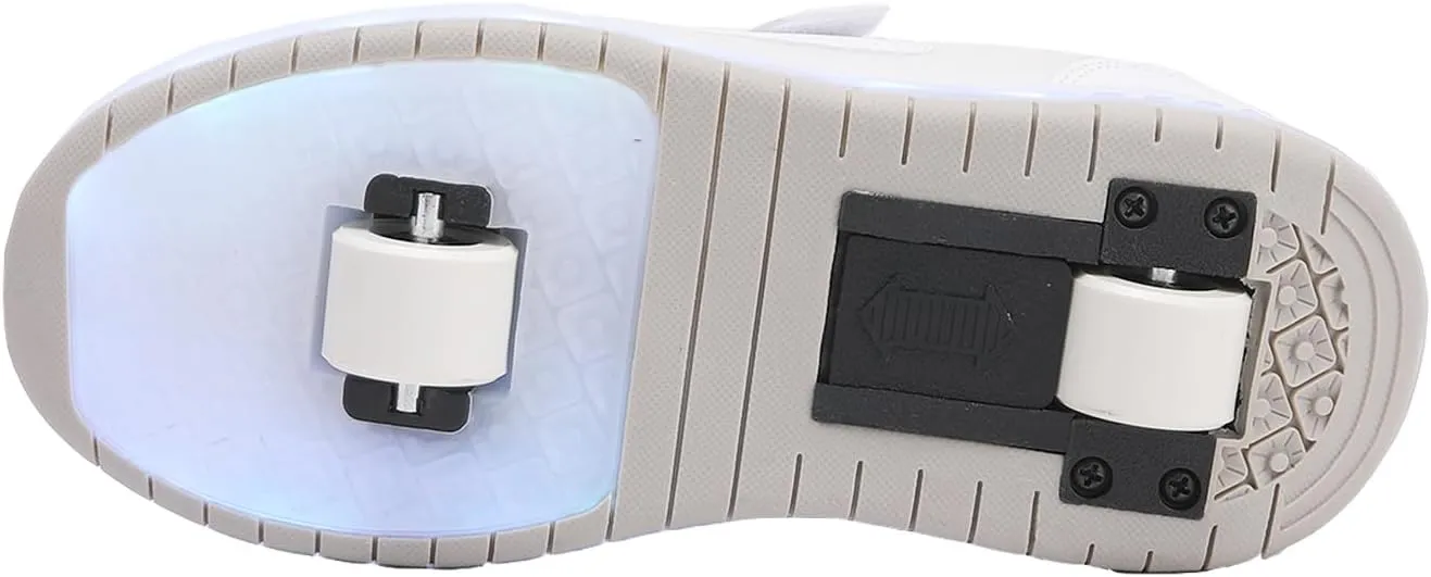 Kids Shoes with Double Wheels - Upgraded Kids Roller Shoes for Gifts, Retractable Wheels Skateboarding Shoes for Kids Sneakers Light Up Rechargeable for Birthday Party Gift