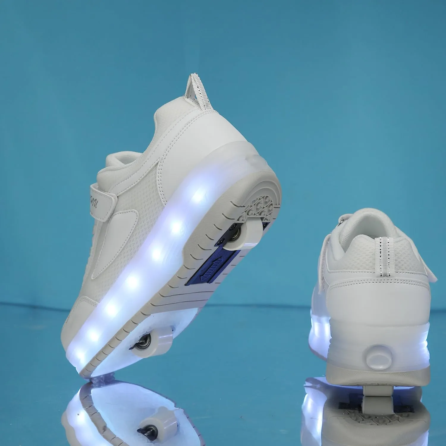 Kids Shoes with Double Wheels - Upgraded Kids Roller Shoes for Gifts, Retractable Wheels Skateboarding Shoes for Kids Sneakers Light Up Rechargeable for Birthday Party Gift