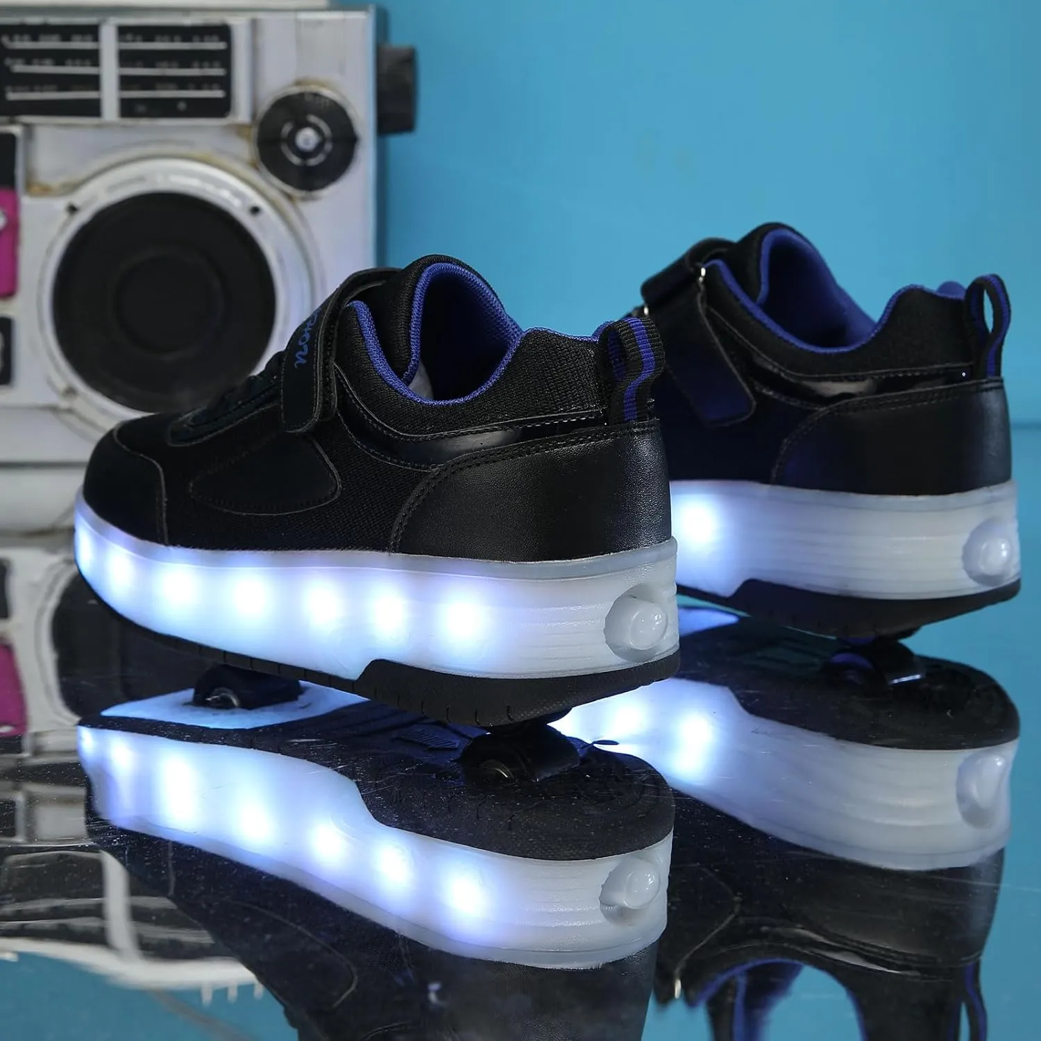 Kids Shoes with Double Wheels - Upgraded Kids Roller Shoes for Gifts, Retractable Wheels Skateboarding Shoes for Kids Sneakers Light Up Rechargeable for Birthday Party Gift