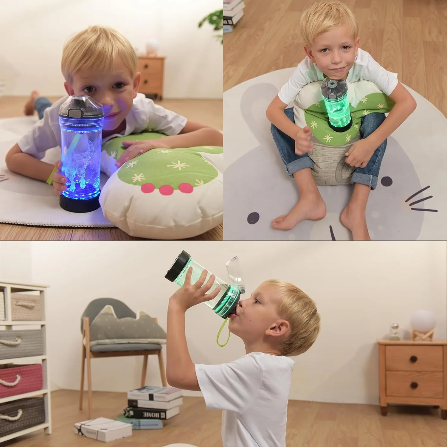Kids Water Bottle, Horse-themed Light-Up Sport Cup with 3D Glowing LED Horse Light – 14 OZ Tritan BPA-Free - Camping, and Holidays (Horse)