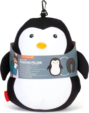 Kikkerland TT23 Zip Flip Travel Pillow, Penguin