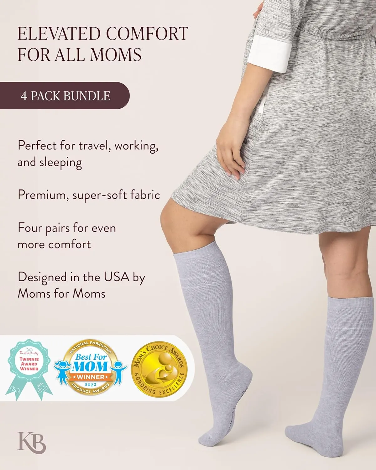 Kindred Bravely Compression Socks 2-Pack | Graduated Compression Socks for Circulation Pregnancy Travel