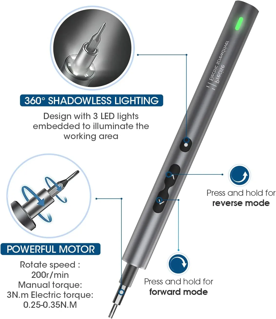 Kingsdun Mini Electric Screwdriver, 62 in 1 Cordless Precision Power Screwdriver with 48 Bits, Rechargeable Electrical Screwdriver Repair Tool Kit with LED Lights Magnetic Mat for Phones PC Laptops
