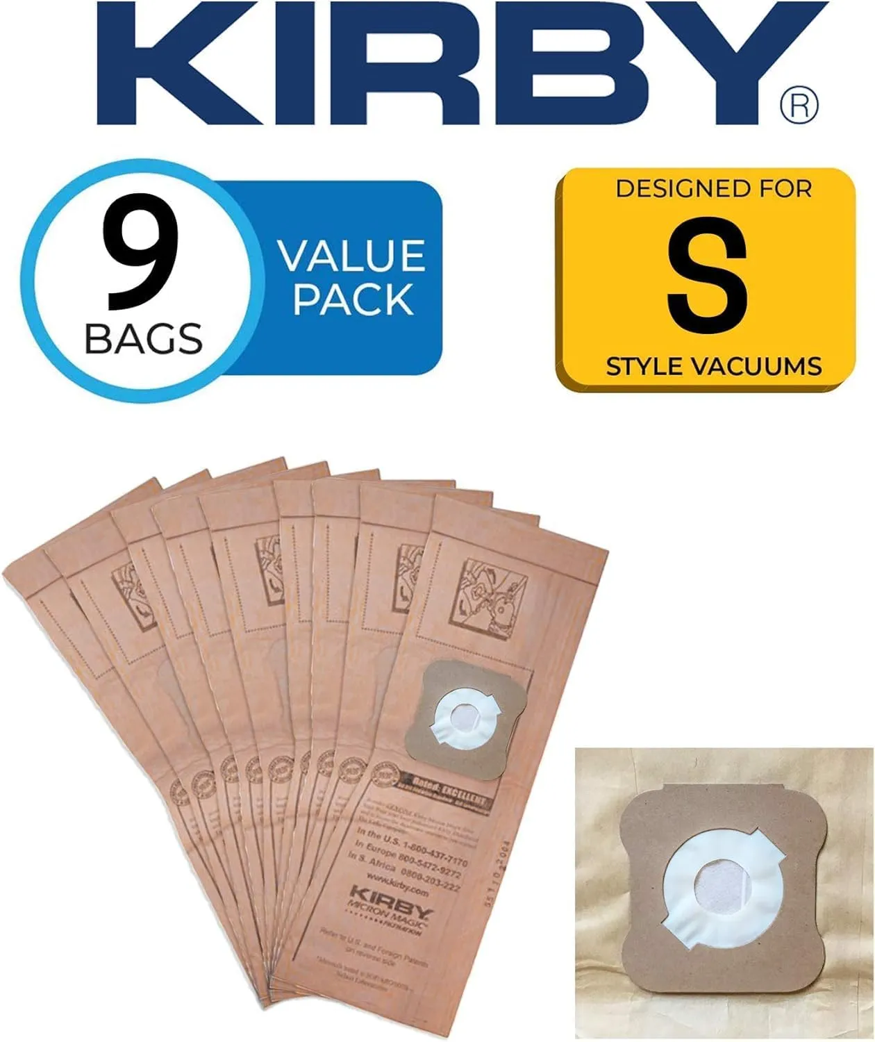 Kirby Vacuum Bags G4, G5, G6 – Genuine Micron Magic Filtration, 9-Pack – Part #197394, Universal Fit for Kirby Generation Series