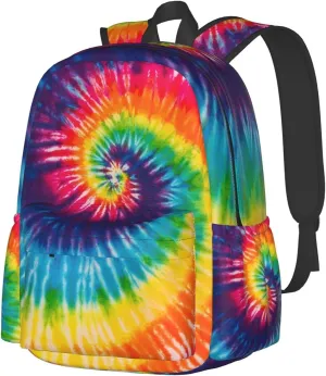 KiuLoam 17 Inch Backpack Colorful Rainbow Tie Dye Laptop Backpack Shoulder Bag School Bookbag Casual Daypack