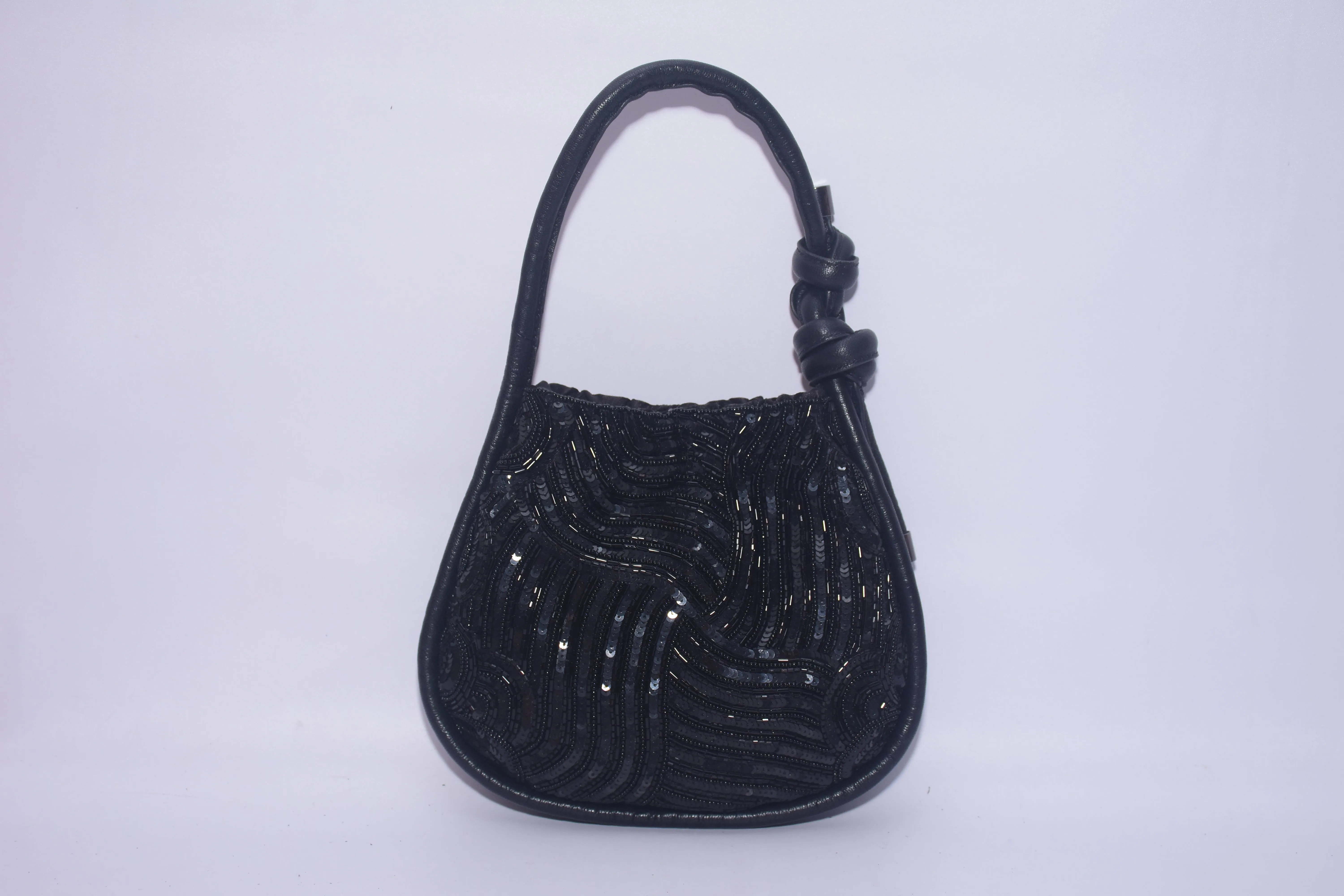 KNOTTED SEQUINNED PURSE