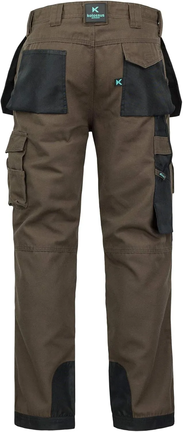 Kolossus Mens Strength Utility Cargo Work Pant - 12 Pockets and PE Reinforced Knees Tactical Pants