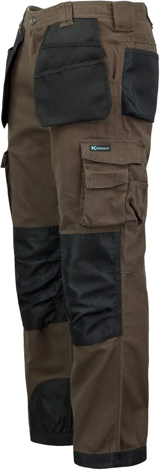 Kolossus Mens Strength Utility Cargo Work Pant - 12 Pockets and PE Reinforced Knees Tactical Pants