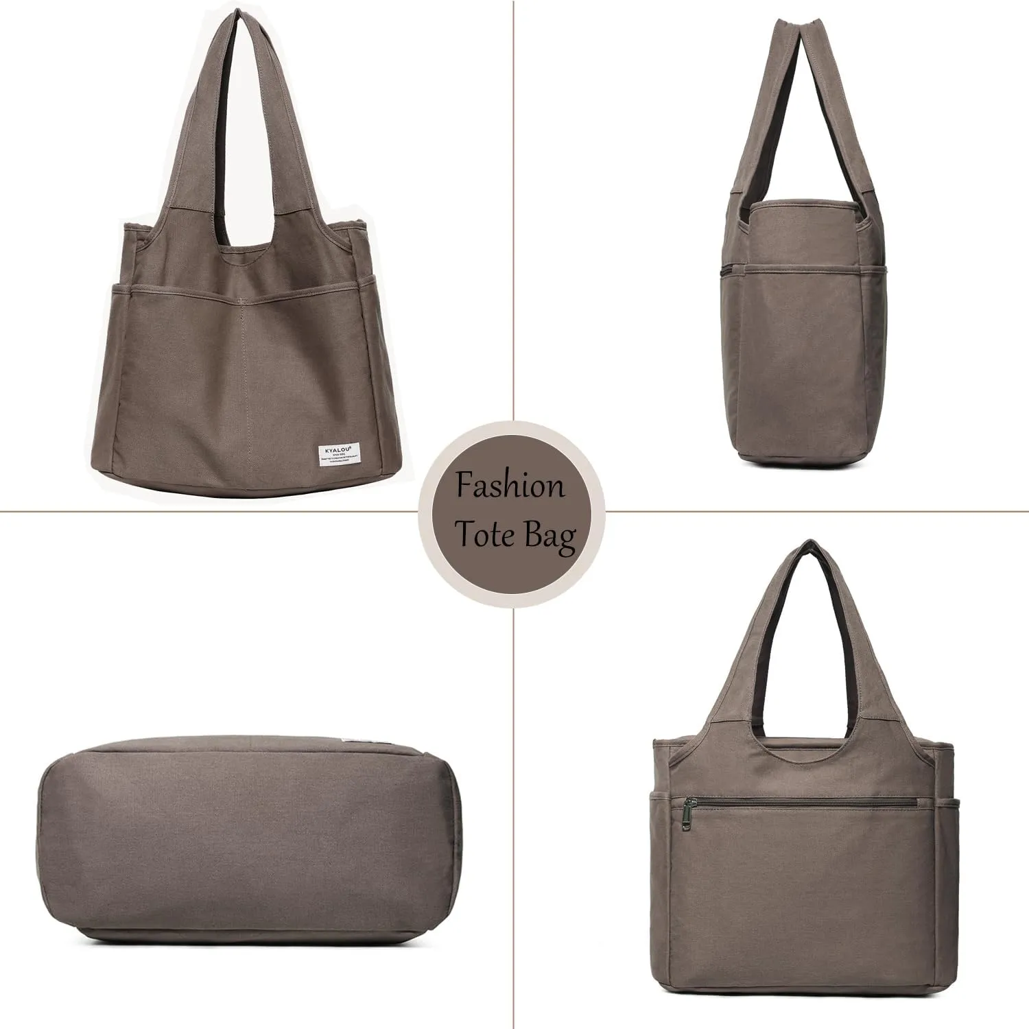 KYALOU Utility Large Tote Bag, Women Casual Shoulder Bags for Work Gym Beach Travel Shopping Grocery College