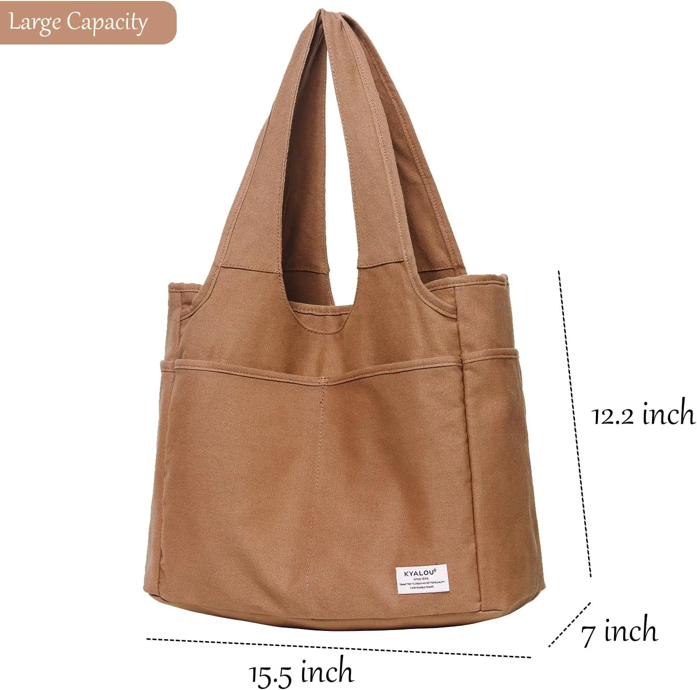 KYALOU Utility Large Tote Bag, Women Casual Shoulder Bags for Work Gym Beach Travel Shopping Grocery College