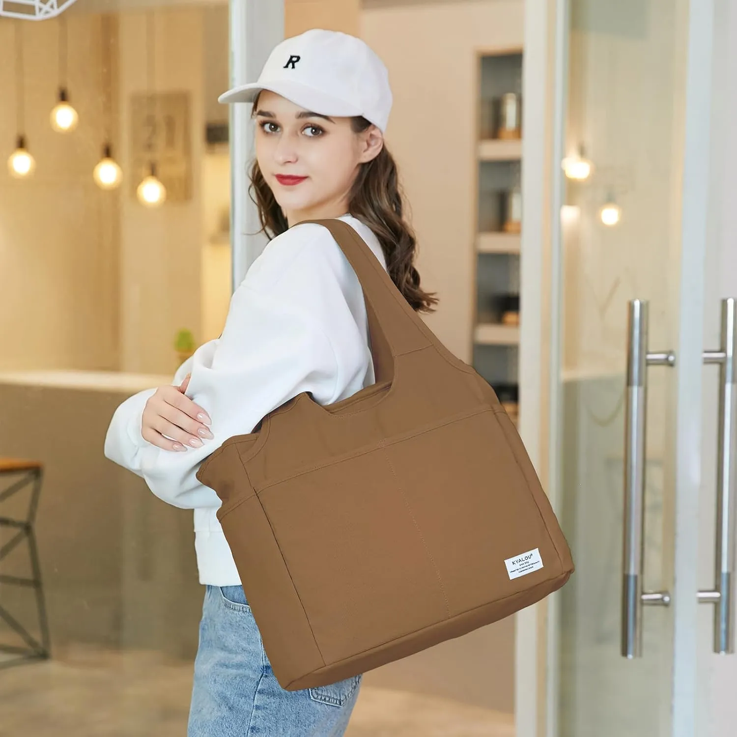 KYALOU Utility Large Tote Bag, Women Casual Shoulder Bags for Work Gym Beach Travel Shopping Grocery College