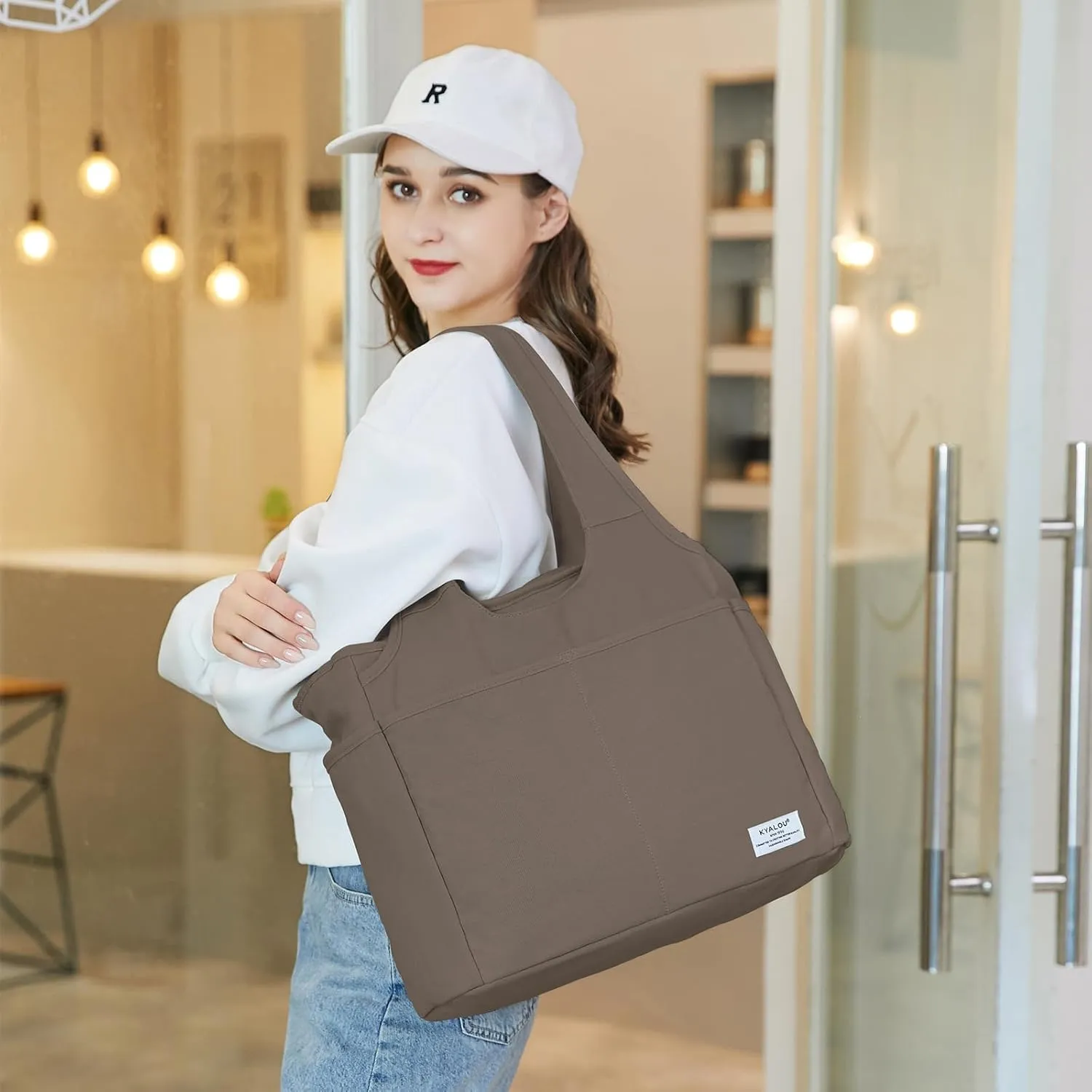 KYALOU Utility Large Tote Bag, Women Casual Shoulder Bags for Work Gym Beach Travel Shopping Grocery College