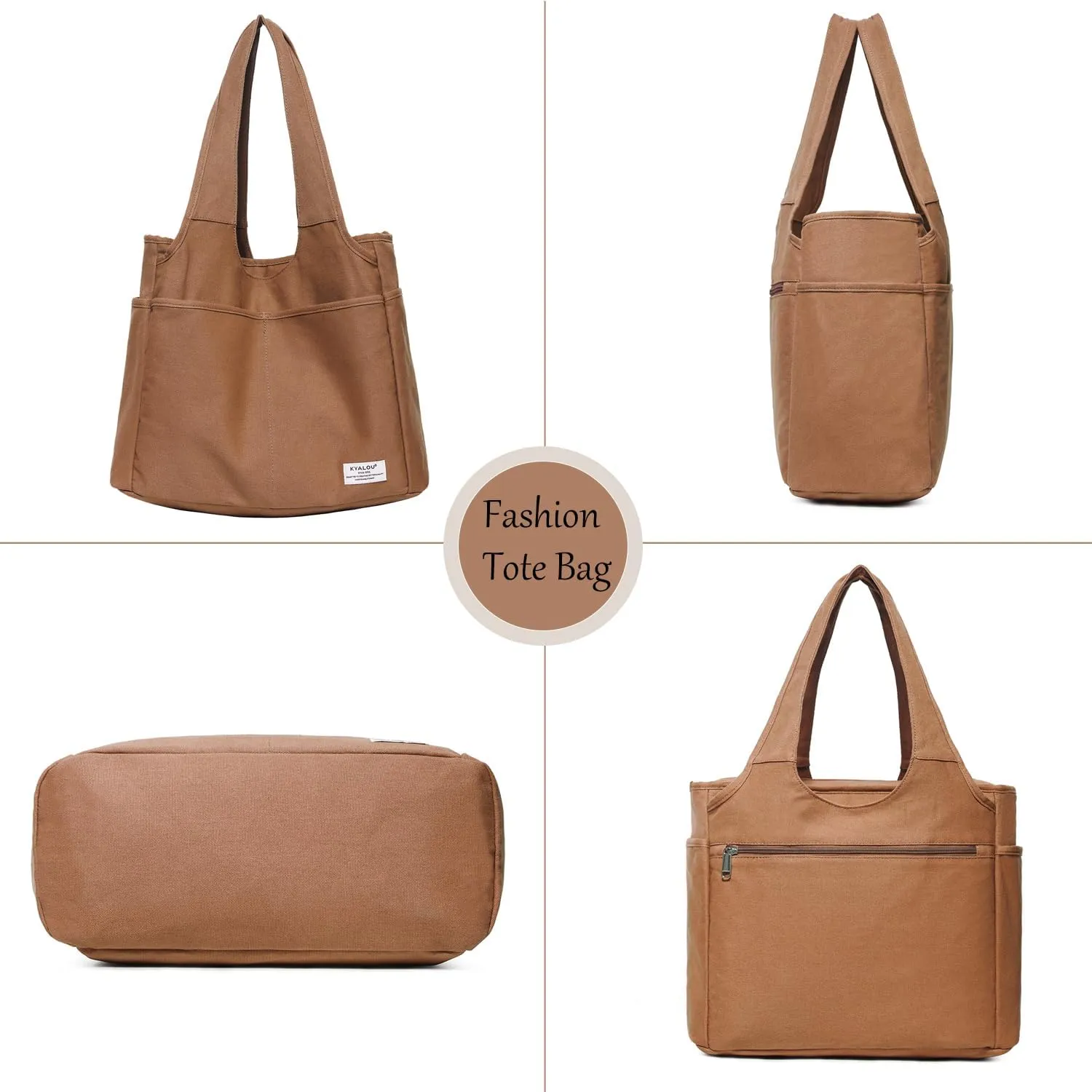 KYALOU Utility Large Tote Bag, Women Casual Shoulder Bags for Work Gym Beach Travel Shopping Grocery College