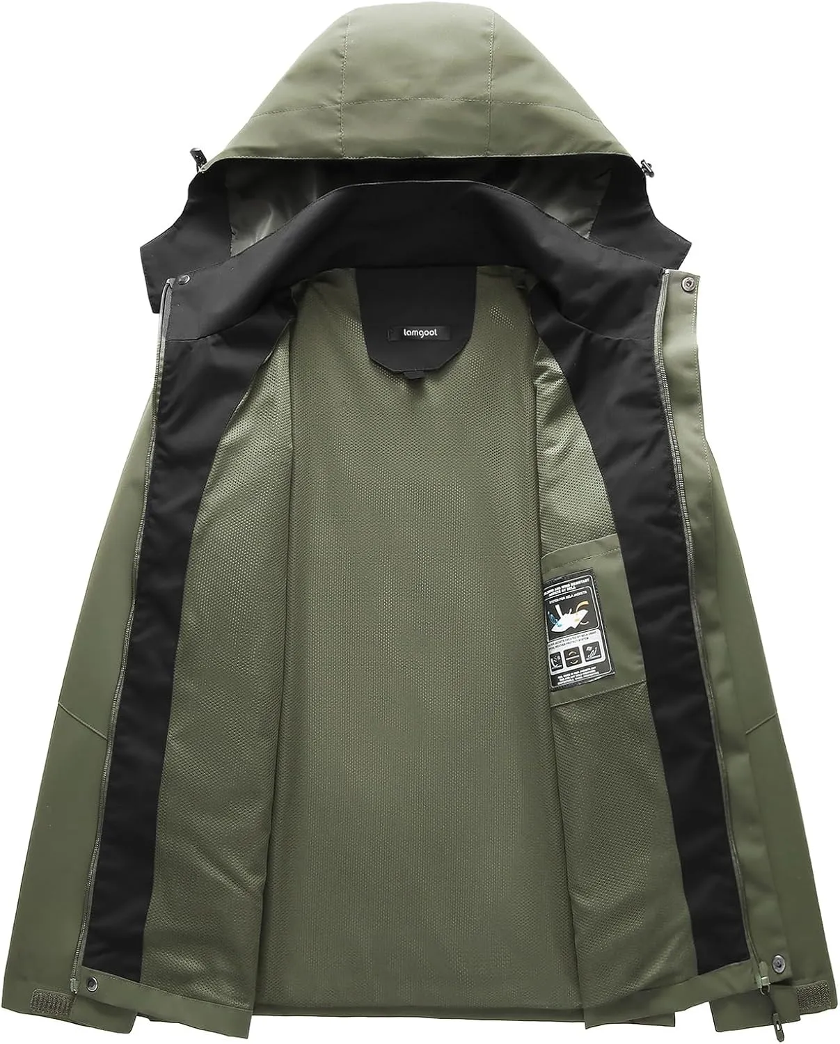 Lamgool Waterproof Jackets for Men Lightweight Rain Jacket Hooded Raincoat Zip Windbreaker for Running Hiking Travel