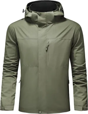 Lamgool Waterproof Jackets for Men Lightweight Rain Jacket Hooded Raincoat Zip Windbreaker for Running Hiking Travel