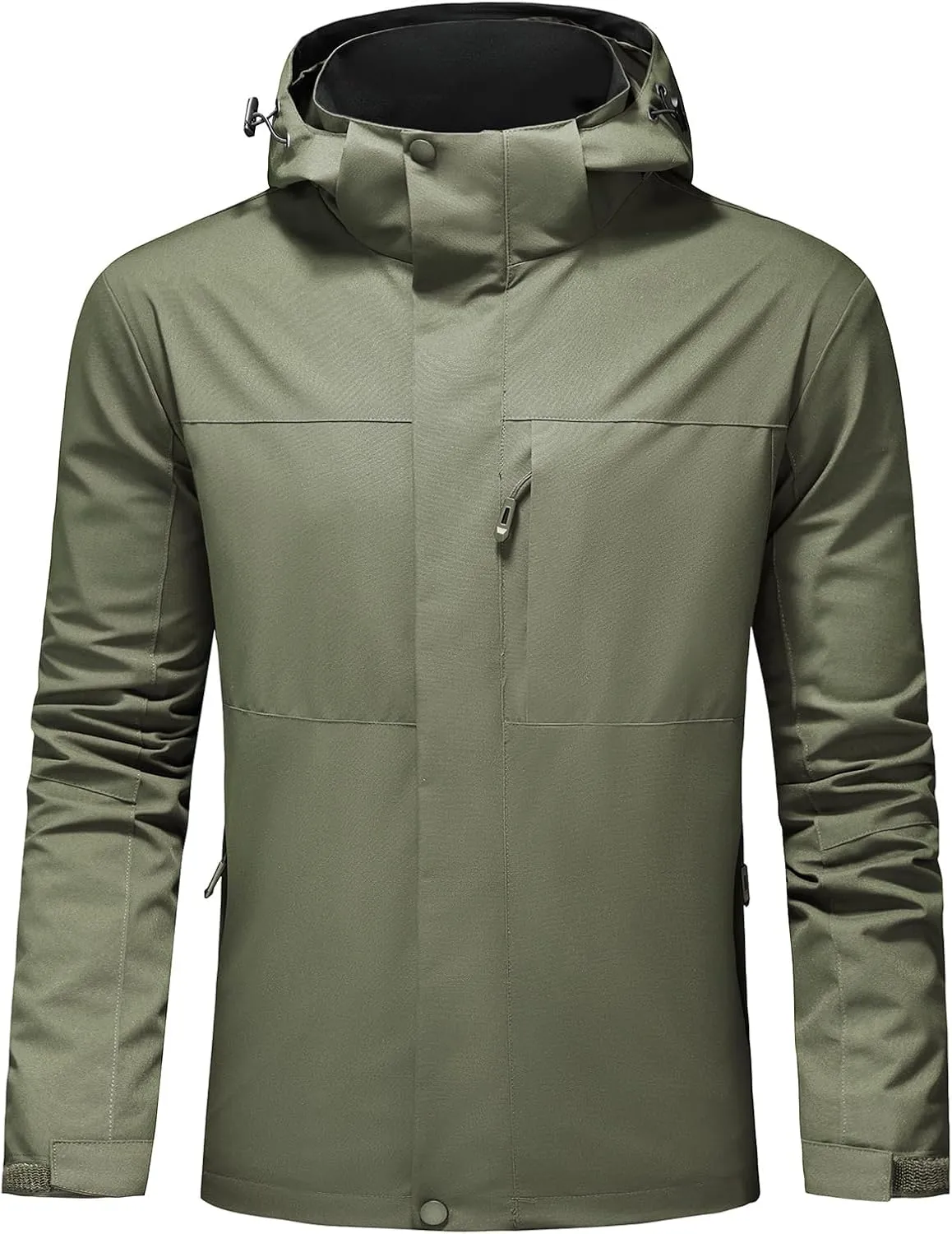 Lamgool Waterproof Jackets for Men Lightweight Rain Jacket Hooded Raincoat Zip Windbreaker for Running Hiking Travel