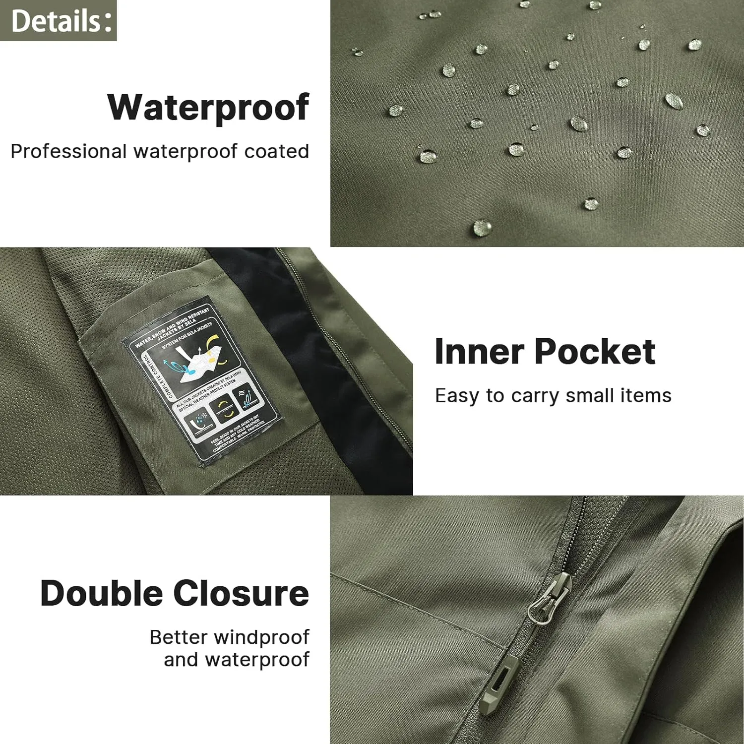 Lamgool Waterproof Jackets for Men Lightweight Rain Jacket Hooded Raincoat Zip Windbreaker for Running Hiking Travel