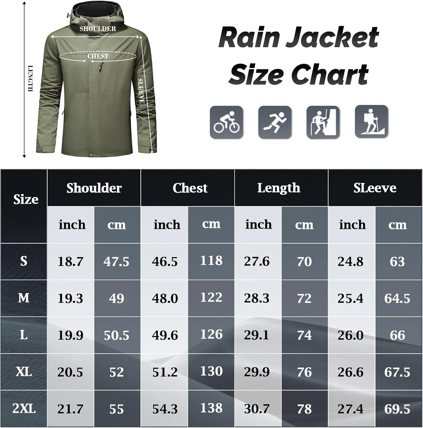 Lamgool Waterproof Jackets for Men Lightweight Rain Jacket Hooded Raincoat Zip Windbreaker for Running Hiking Travel