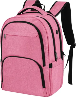 Laptop Backpack, Travel Backpacks for Men Women, Business Anti Theft Computer Backpack with USB Charging Port, Water Resistant School Backpack Work Back Pack Bookbag Fits 15.6 Inch Notebook, Pink
