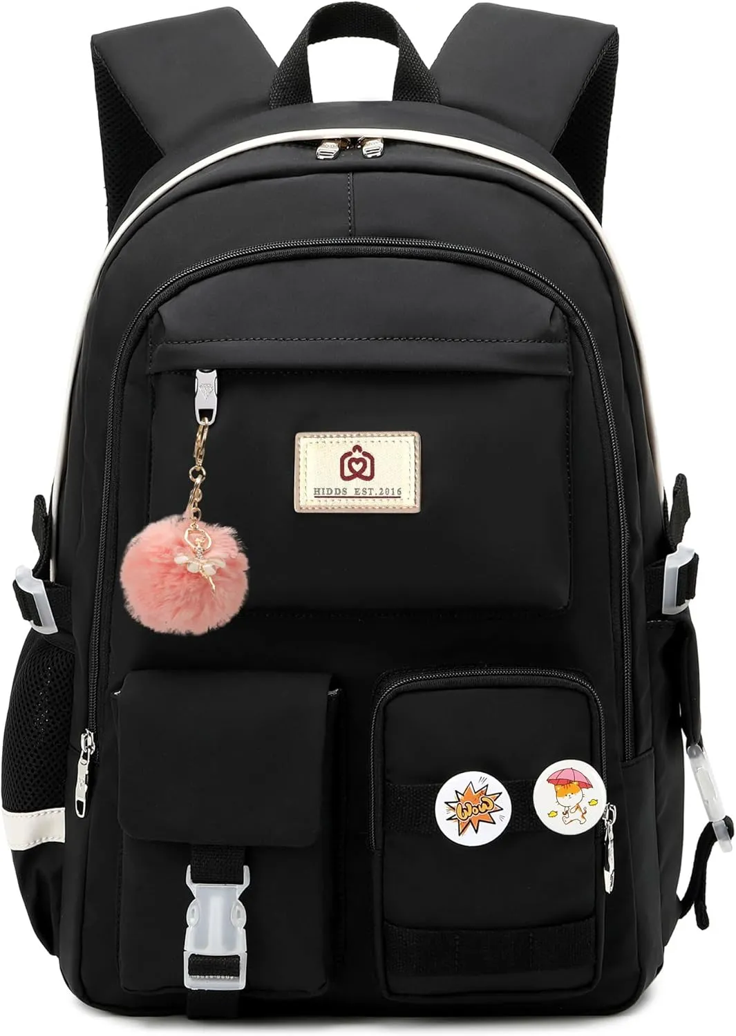 Laptop Backpacks 15.6 Inch College Backpack Elementary Middle High School Bag Large Cute Bookbags Anti Theft Travel Back Pack Casual Daypack Kids Book Bag for Teens Girls Women Students (Black)