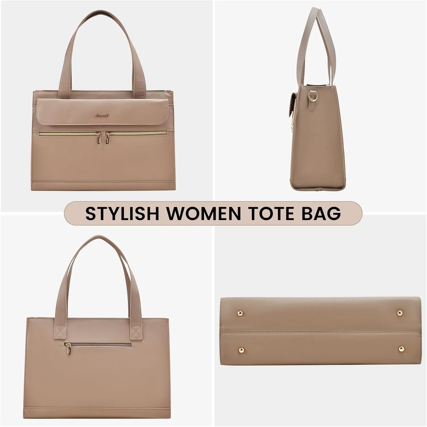 Laptop Bag for Women Leather Laptop Tote Bag Large Computer Bag Waterproof Business Office Work Bag