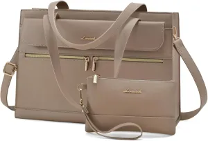Laptop Bag for Women Leather Laptop Tote Bag Large Computer Bag Waterproof Business Office Work Bag