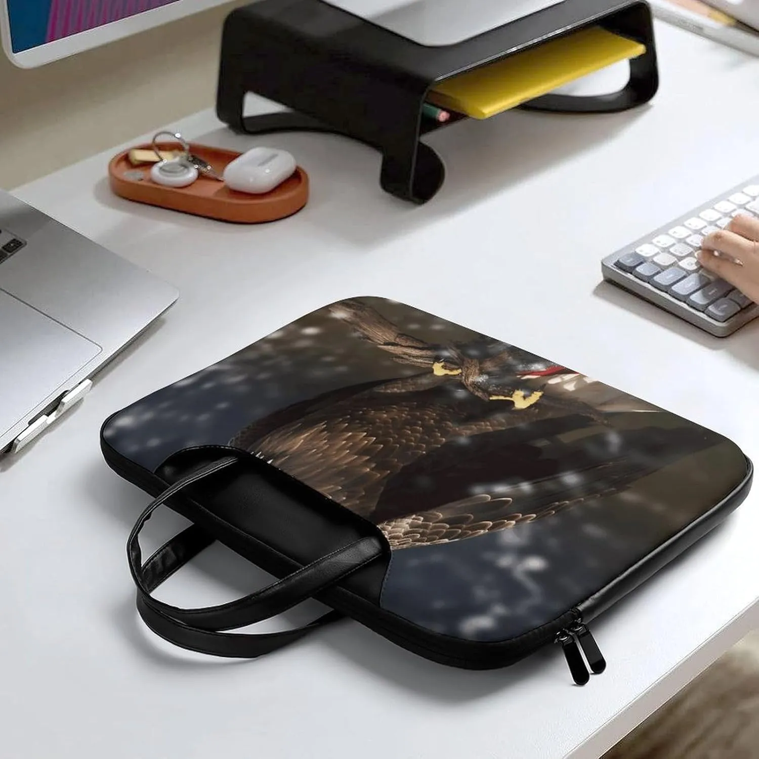 Laptop Shoulder Bag 16.5 Inch Laptop Bag North American Bald Eagle Computer Bag Messenger Bag for Men Women