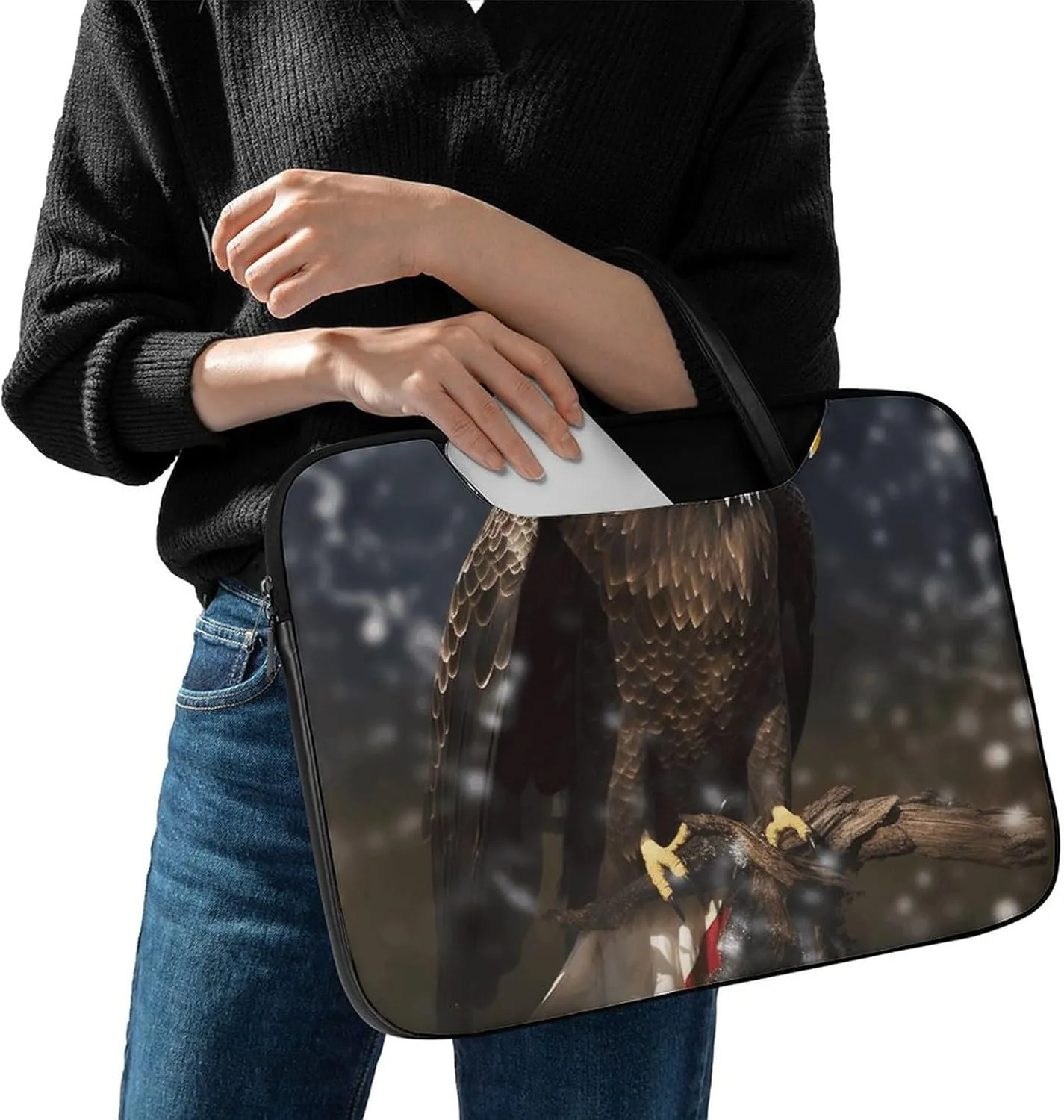 Laptop Shoulder Bag 16.5 Inch Laptop Bag North American Bald Eagle Computer Bag Messenger Bag for Men Women