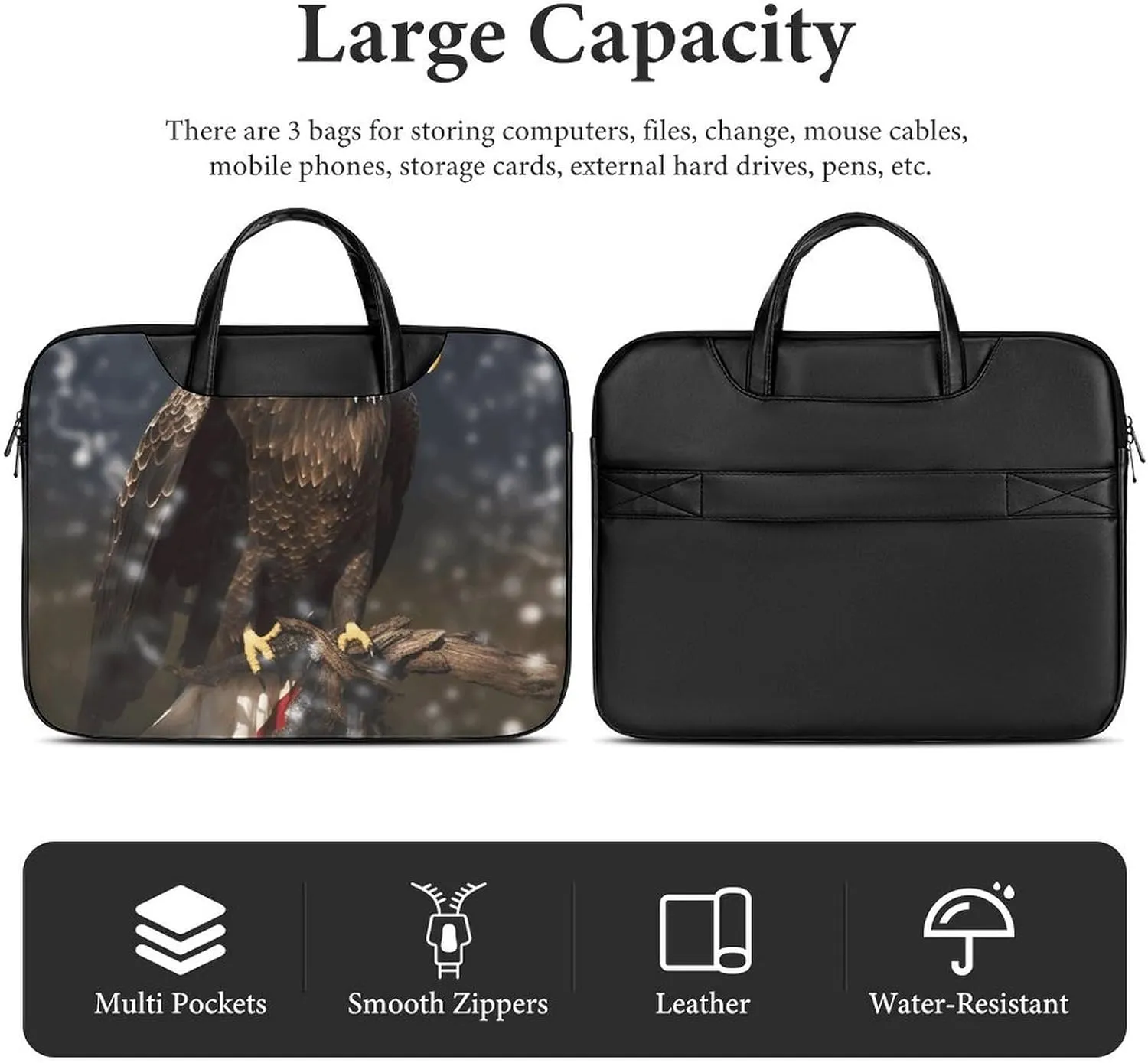 Laptop Shoulder Bag 16.5 Inch Laptop Bag North American Bald Eagle Computer Bag Messenger Bag for Men Women