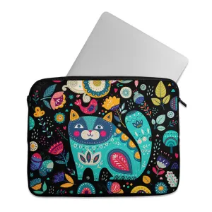 Laptop Sleeve Cat and Flowers