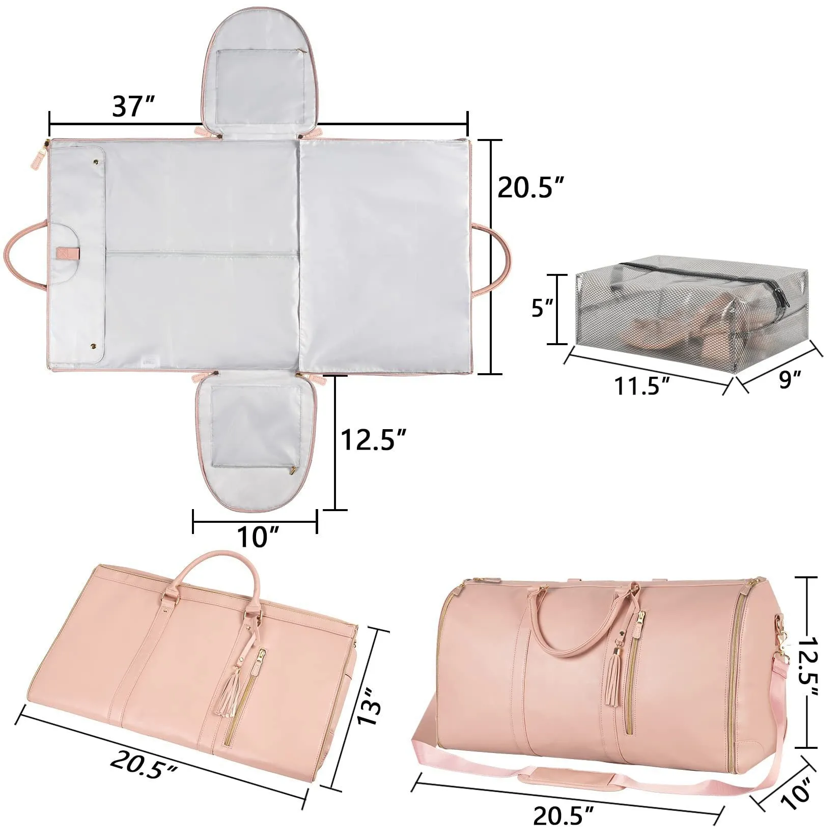 Large Leather Folding Suit One Capacity Travel Bags