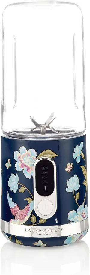 Laura Ashley Portable Blender for Smoothies by VQ - Compact, Powerful & Easy to use USB Rechargeable Mini Blender for Shakes and Smoothies with 450 mL Bottle - Smoothie Blender for Kitchen/Gym/Travel