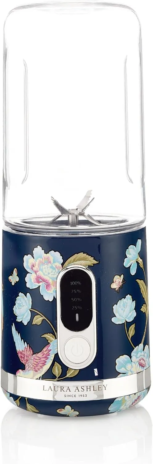 Laura Ashley Portable Blender for Smoothies by VQ - Compact, Powerful & Easy to use USB Rechargeable Mini Blender for Shakes and Smoothies with 450 mL Bottle - Smoothie Blender for Kitchen/Gym/Travel