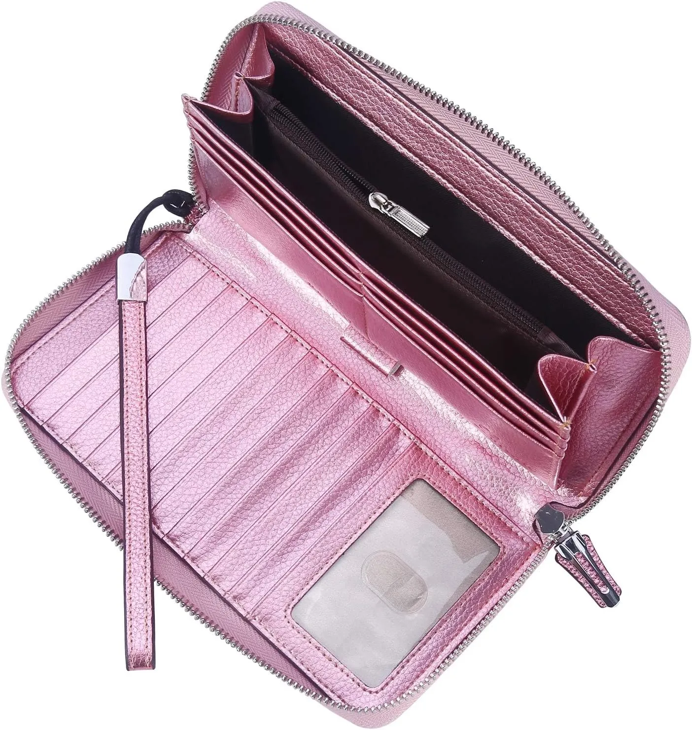 Lavemi Women's RFID Blocking 100% Leather Large Capacity Zip Around Wallet Phone Holder Clutch Travel Purse Wristlet
